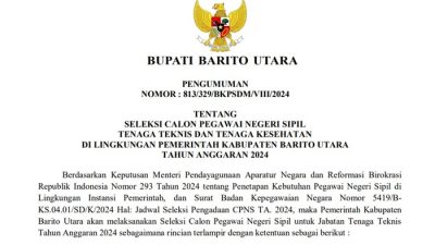 Pemkab Barito Utara Buka 1.912 CPNS Tahun 2024