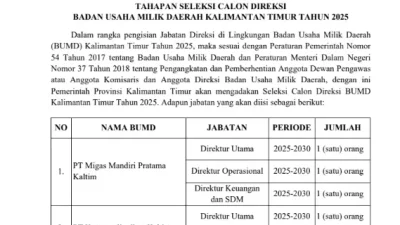 Pemprov Kaltim Umumkan Penambahan Jabatan dan Perubahan Jadwal Seleksi Direksi BUMD 2025