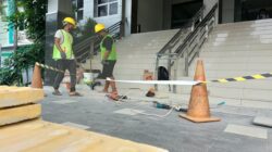 Viral Stiker Guiding Block, Jalur Pemandu Disabilitas Kantor Dinas Terpadu Jalan Sutoyo Mulai Dikerjakan